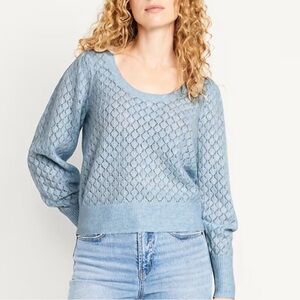 Old Navy Blue Pointelle Sweater